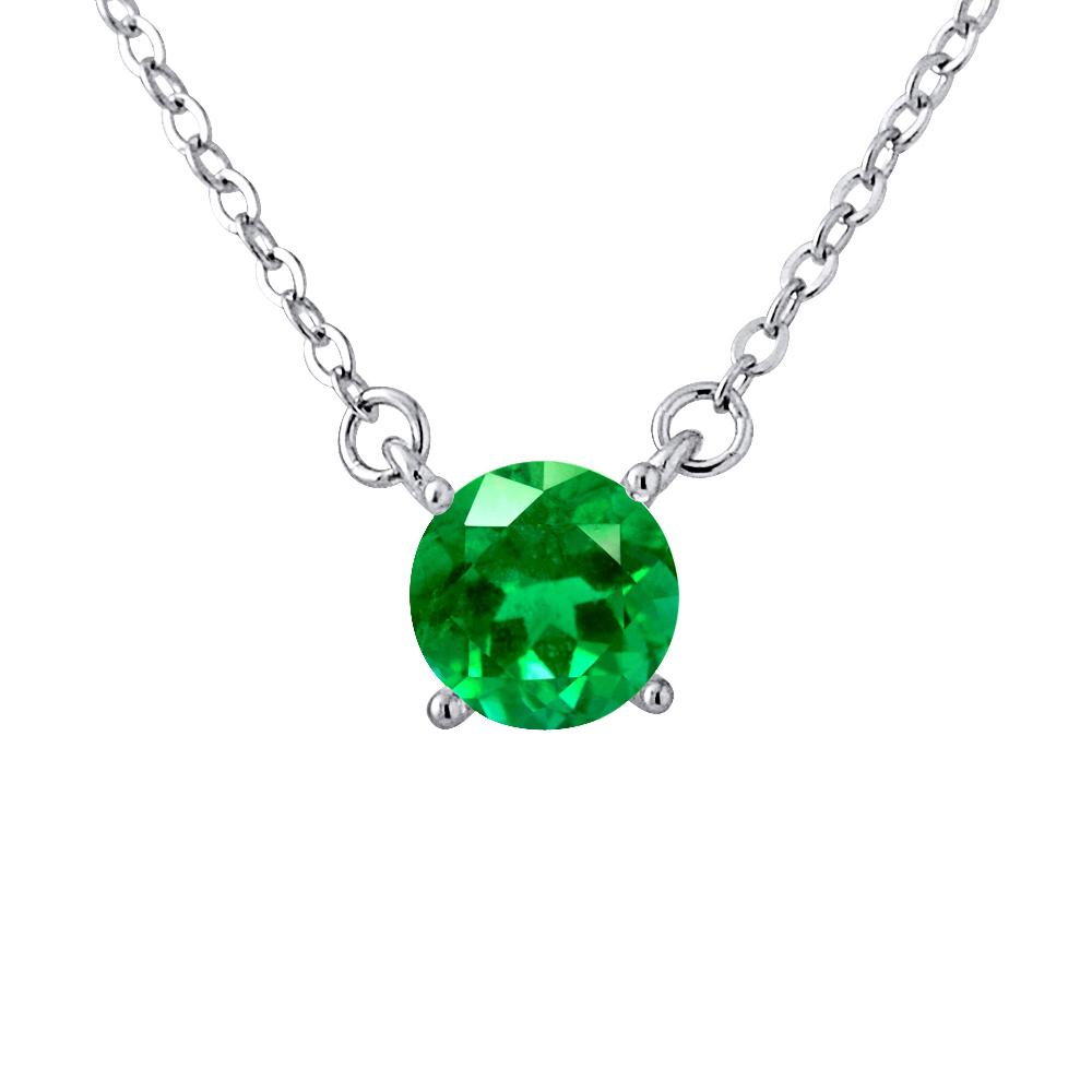 Solitaire ketting 6 mm groen zirkoniumoxide Serti 4 klauwen zilver 925