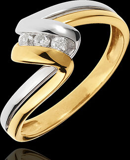 Edenly Trilogie Ring Kostbarer Kokon - Zeitlose - Gelb und WeiÃŸgold - 3 Diaman