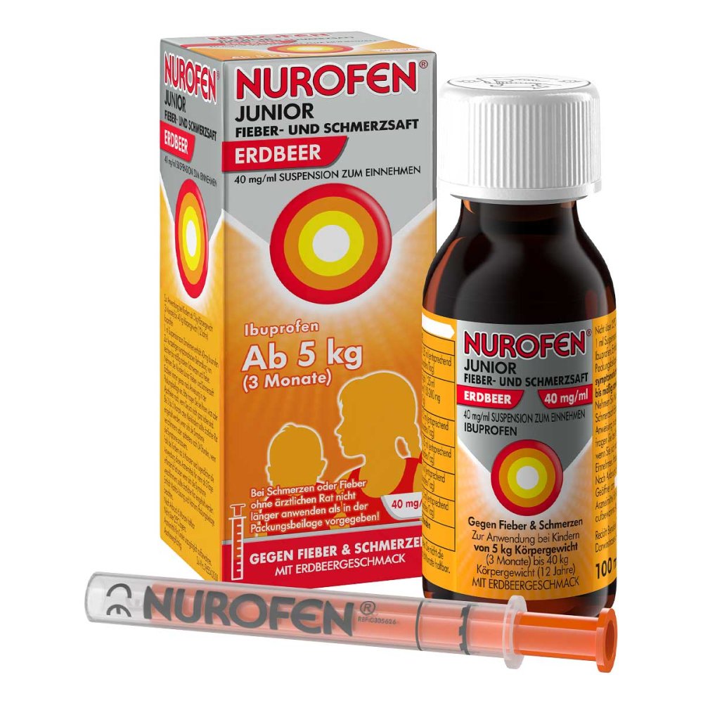 Reckitt Benckiser Deutschland GmbH NUROFEN Junior Fieber- und Schmerzsaft Erdbeer 40 mg/ml 16538227