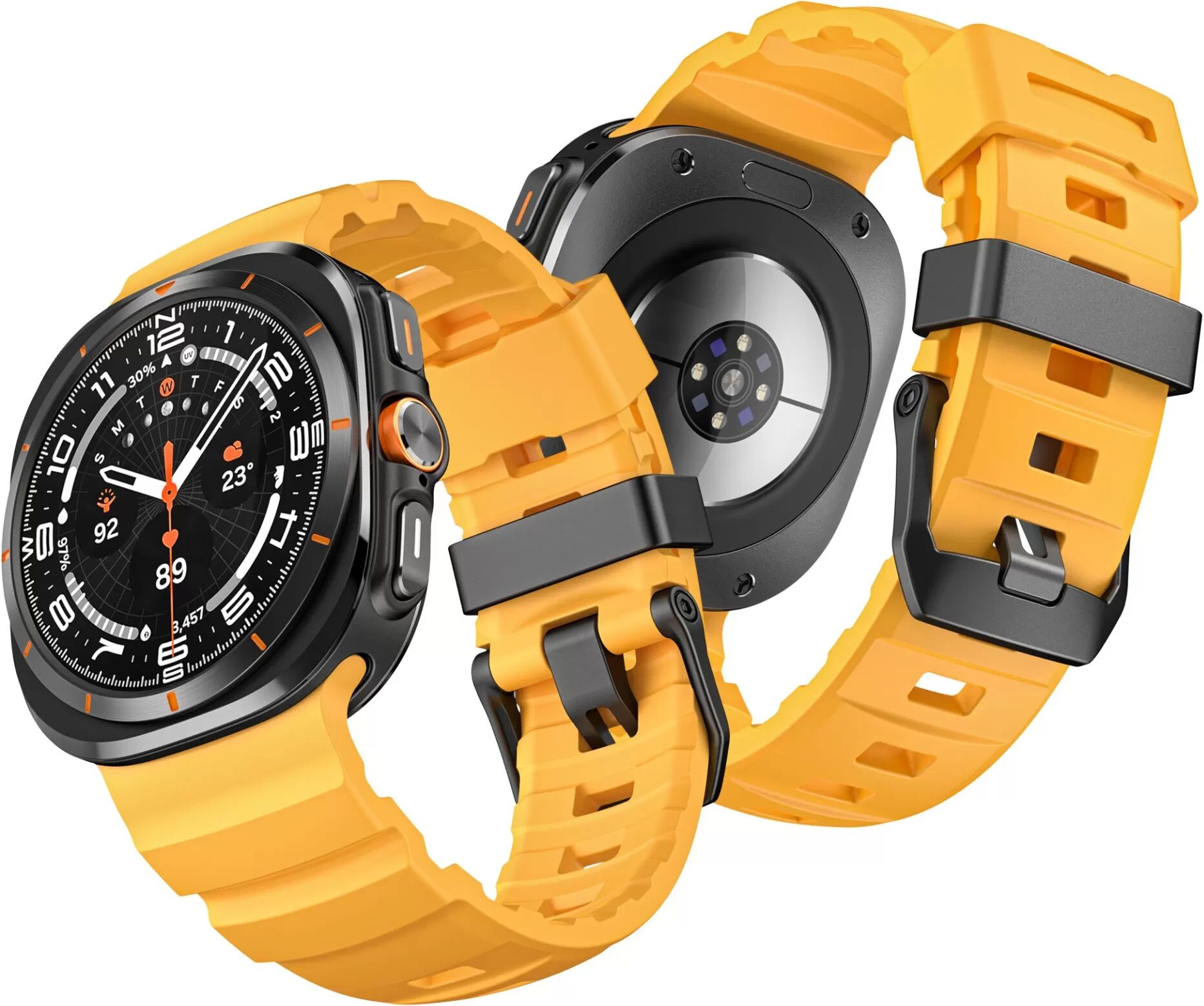 INF Wildpfad Armband kompatibel mit Samsung Galaxy Watch Ultra 47mm, Silikon + Edelstahl, Sportliches Design in mehreren Farben Gelb