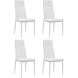 vidaXL Esszimmerstühle 4 Stk. Weiß Kunstleder