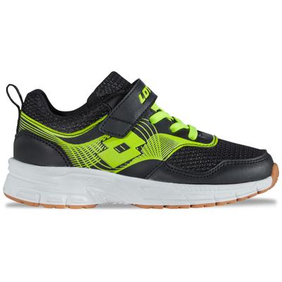 Hallenschuh LOTTO, Mädchen, Gr. 25, schwarz (schwarz, lime), Kunstfaser, Synthetik, mehrfarbig, Schuhe Hallenschuh, - für den Indoor Sport - mit nicht-färbender Sohle