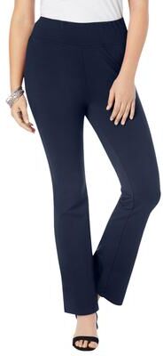 Plus Size Women's Essential Stretch Yoga Pant by Roaman's in Navy (Size 38/40) Bootcut Pull On Gym Workout