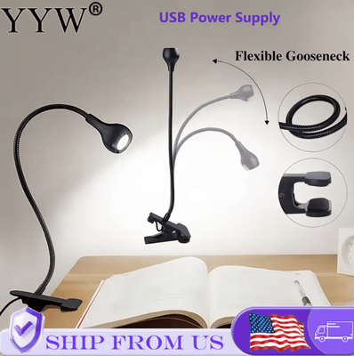 Inspire Curations USB LED Clip Desk Lamp Flexible Reading And Bedside Light black
