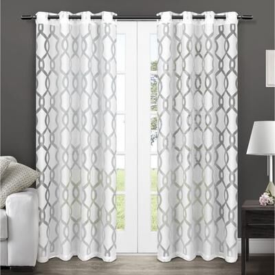 ATI Home Rio Burnout Sheer Grommet Top Curtain Panel Pair