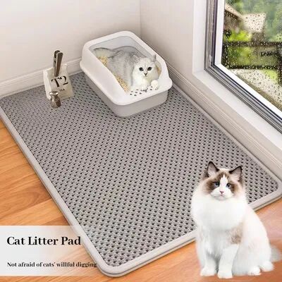 Discount Dollar Deals Large Hole Anti Slip Cat Litter Mat Double Layer EVA Filter Pad For Cats grey 40x50cm