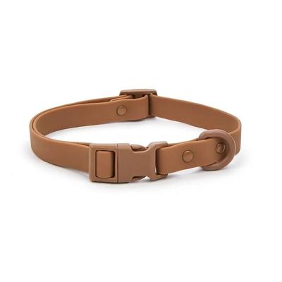 Elastic Webbing Identification Collar Waterproof & Rustproof Safety Neckband For Active Dogs brown m