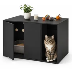 Relaxdays Katzenschrank für Katzenklo Schwarz