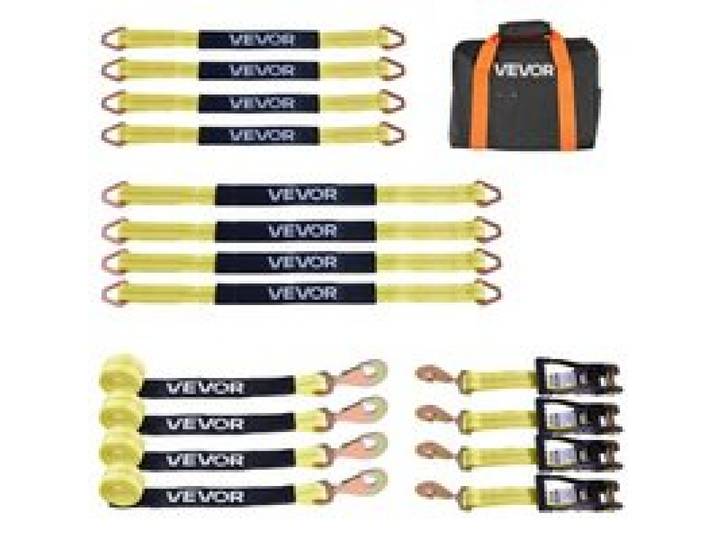 VEVOR Radspanngurt Befestigungsgurt (50,8 x 2438,4 mm) mit Federhaken & 4540 kg Zugfestigkeit & 1512 kg Tragfähigkeit, Motorrad-Spannsystem Radsicherungsgurt Reifengurt für SUVs Anhänger Gelb