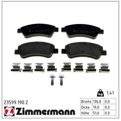 ZIMMERMANN Bremsbelagsatz, Scheibenbremse 235991902 Vorderachse für Citroën/Peugeot Peugeot (DF-PSA) Citroën Opel