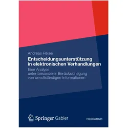 Entscheidungsunterstützung in elektronischen Verhandlungen, Fachbücher von Andreas Reiser