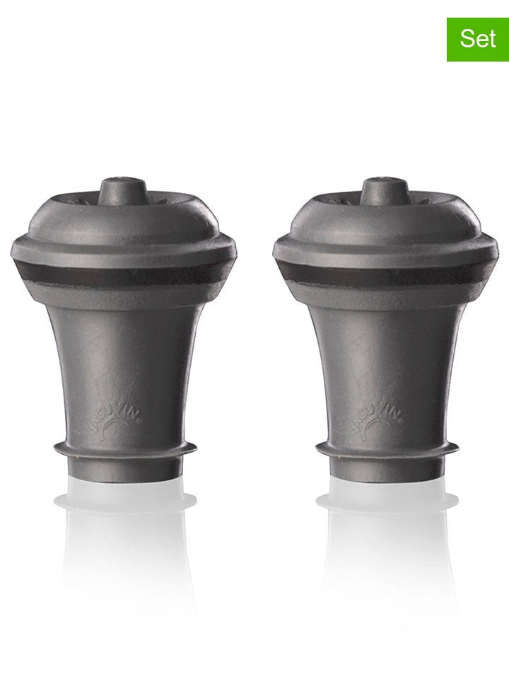 Vacu Vin 2er-Set: Weinstopper in Grau - onesize