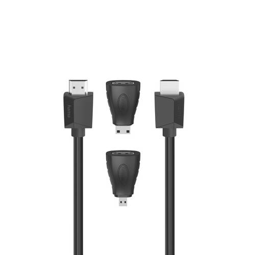 Hama 00200705 High Speed HDMI-Kabel, Ultra-HD 4K, Ethernet, 1,50m + 2 HDMI-Adapter