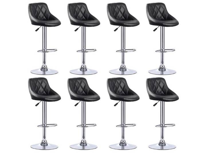 Tabourets de Bar - Noir - Cuir - Métal - Hauteur Réglable - Lot de 8
