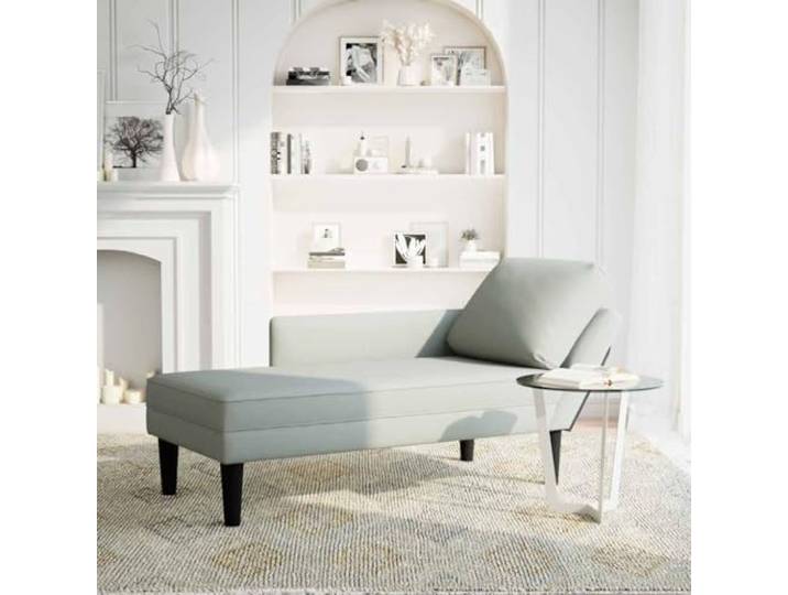 NLQMSU Langer Sessel, hellgrau, Velours, mit Kissen und Armlehne Hochelastischer Schaumstoff, Lendenwirbelstütze, gemütliche Ecke, Schlafzimmer, Büro, neben dem Sofa, Bügeln von Falten