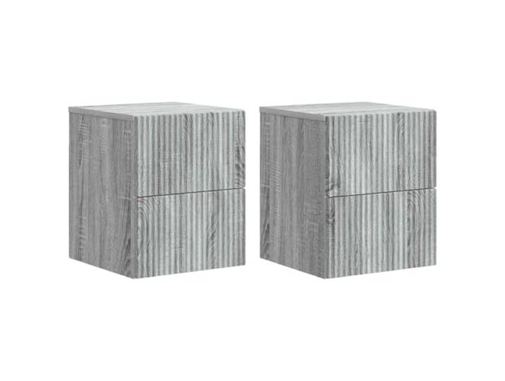 KGFHERENB Wandmontierter Nachttisch 2er Set Graues Sonoma 33x34,5x40 cm Schwebende Wandmontage spart Bodenfläche im Schlafzimmer. Vier Schubladen bieten viel Platz für tägliche Utensilien.