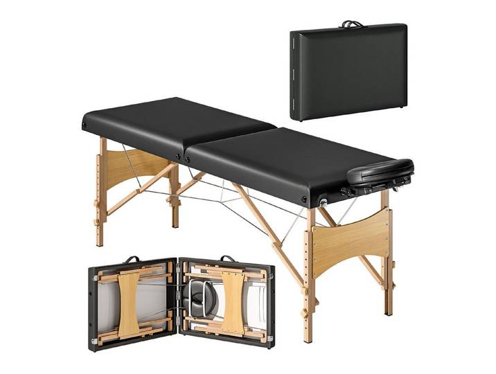 FELIXLEO Nachttisch Höhenverstellbarer Massagetisch, Holzgestell, Schwarz (1-St)