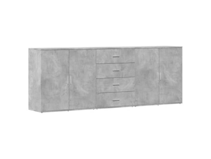 KKgypkn 3er Set Sideboard Betongrau Holzwerkstoff Stabil, feuchtigkeitsbeständig, pflegeleicht, viel Stauraum für Zeitschriften und Bücher