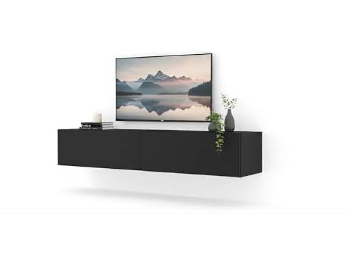 Homlando Lowboard TV Schrank, Hängender Schrank, Modernes TV Board Sideboard für Wohnzimmer, TV Board, Hängender Fernsehschrank, Bingo 160x40x30 cm Schwarz Matt