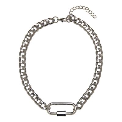 Halsreif URBAN CLASSICS "Urban Classics Unisex Fastener Necklace", silber, Halsketten, Damen, onesize, Eisen Zink, Eisen, Zink