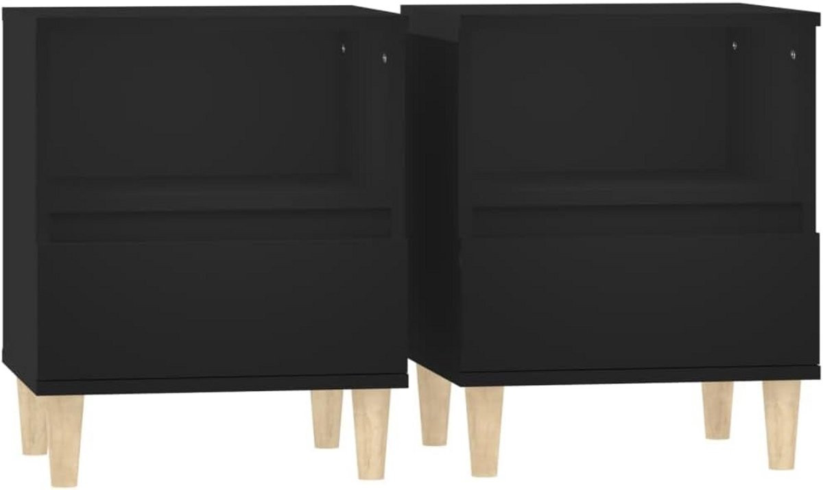 Set van 2 zwarte nachtkastjes