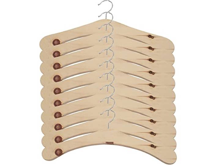 10er Set Kleiderbügel- Holzbügel aus massivem Zirbenholz - mit 360° drehbarem Haken - echte Handarbeit - Kleiderbügel aus Holz - Klamottenbügel rutschfest - Zirbenkleiderbügel