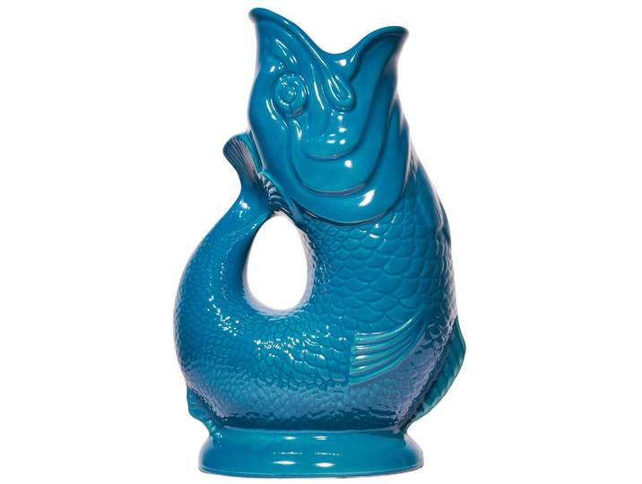 Gluckigluck Karaffe mit „Gluck-Gluck“-Geräusch 27,5/17/9,5 cm, Petrol, Keramik, Tiere, 1.2 L, Organisch, handgemacht, Geschirr, Kannen & Karaffen, Wasserkaraffen & Krüge