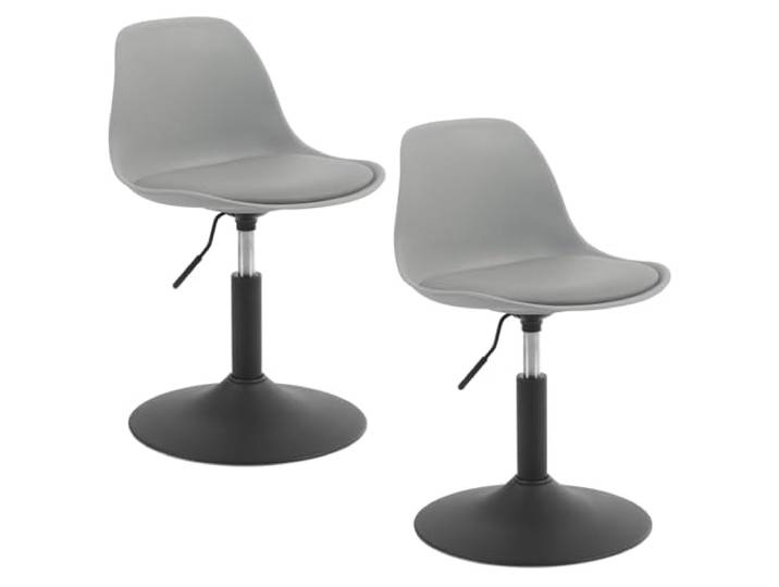 WOLTU 2er Set Verstellbarer Sitzhocker Stuhl Arbeitshocker Bürohocker Esszimmerstuhl Schminkhocker Homeoffice Kommerzieller Shop Mehrzweck PU Grau Sitz 39,5-50,5cm Hoch BH304gr-2