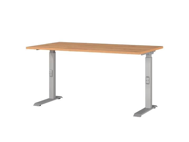 Bureau réglable Downey 140cm Marron/Imitation chêne Grandson/Argenté