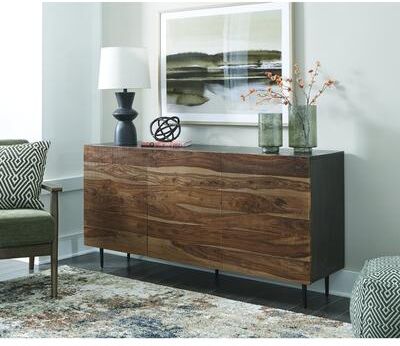"Signature Design by Ashley Darrey Natural/Brown Accent Cabinet - 64"" W x 16"" D x 32"" H"