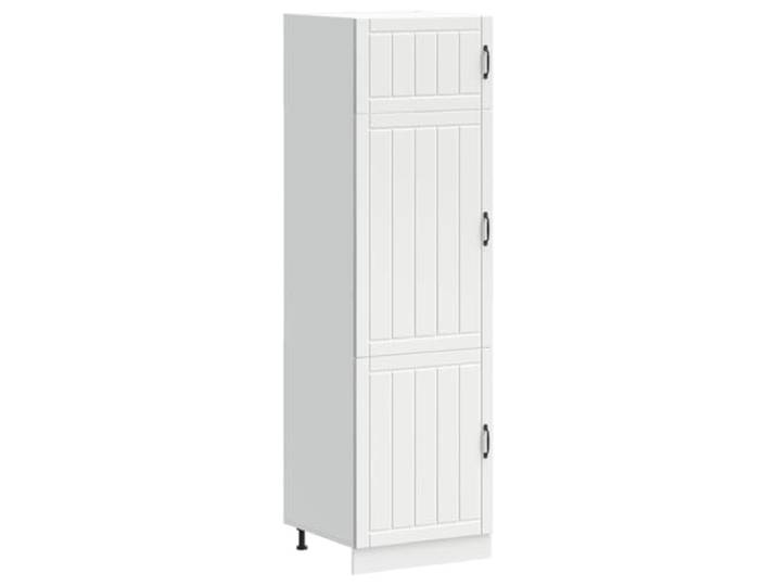 fsahslih Küchenschrank Lucca 60x57x207 cm Weiß Holzwerkstoff Highboard Großzügiger Vorratsschrank für die Küche mit verstellbaren Füßen und türengeschützten Fächern für Geschirr.