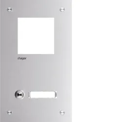 Hager RTQ101X Frontplatte intercom mono 1 Taste + Namensschild, Edelstahl, 255x150x32