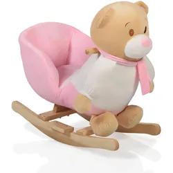 Plüsch Schaukeltier Bär rosa WJ-635 mit Handgriffe aus Holz ab 12 Monate