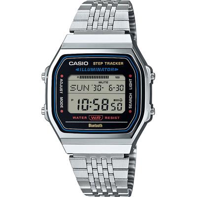Smartwatch CASIO VINTAGE, schwarz (edelstahlfarben, schwarz, edelstahlfarben, schwarz), Smartwatches, Smartwatch, Armbanduhr, Herrenuhr, Damenuhr, Bluetooth,Stoppfunktion,Schrittzähler