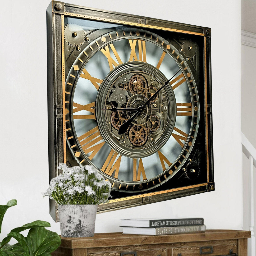 The Gears Clock Metal Wall Clock SILVER-ANTIQUE;Exposed gears 78.7cm W X 78.7cm H X 10.2cm D