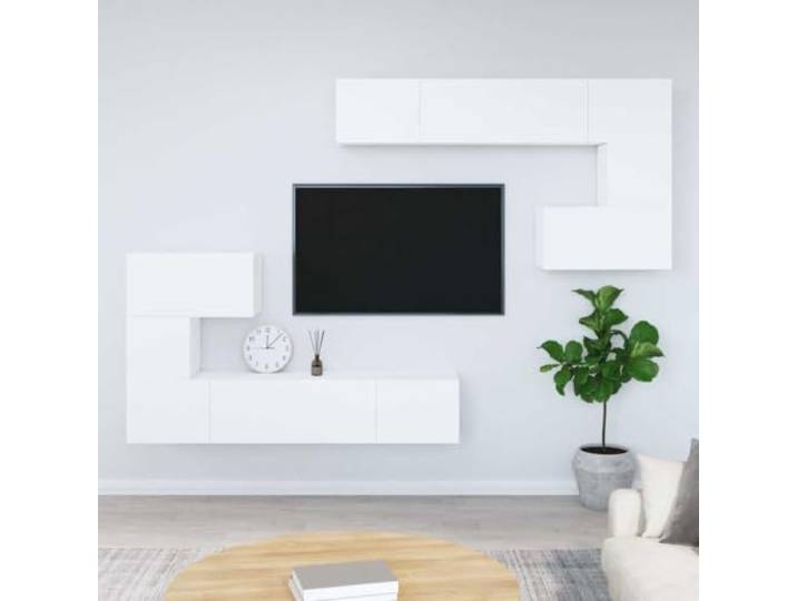 HEFZGDB TV-Wandschrank Weiß Holzwerkstoff Wandmontage Schrank mit Elegantem Klassischem Design und Reichlich Stauraum für Kleine Gegenstände 4 Fächer