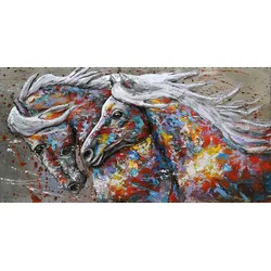 3D Metallbild 2 Pferde 140 x 70 cm, Stahlblech
