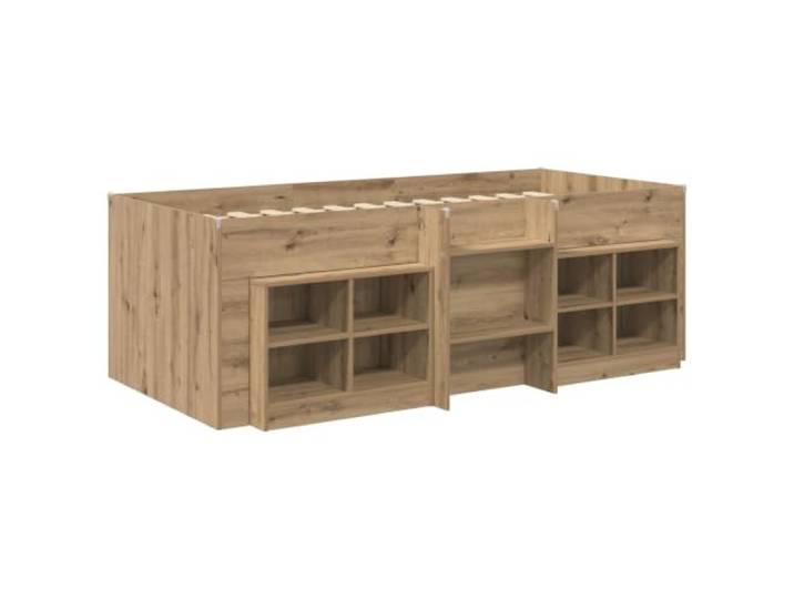 SKTQYQO Bettgestell Loft, 3-teilig, Eichenholz, handgefertigt Technisches Holz, mit Leiter, platzsparendes Design, 193 x 96 x 68,5 cm