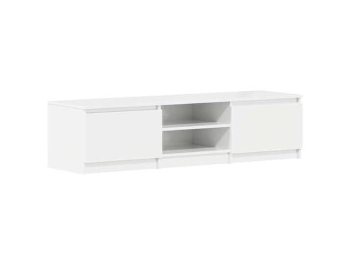 hliofuir TV-Schrank Hochglanz-Weiß 140x40x35,5 cm Lowboard Modernes Medienmöbel fürs Wohnzimmer mit 2 Fächern und 2 Türen für Spielekonsolen sowie Zeitschriften.