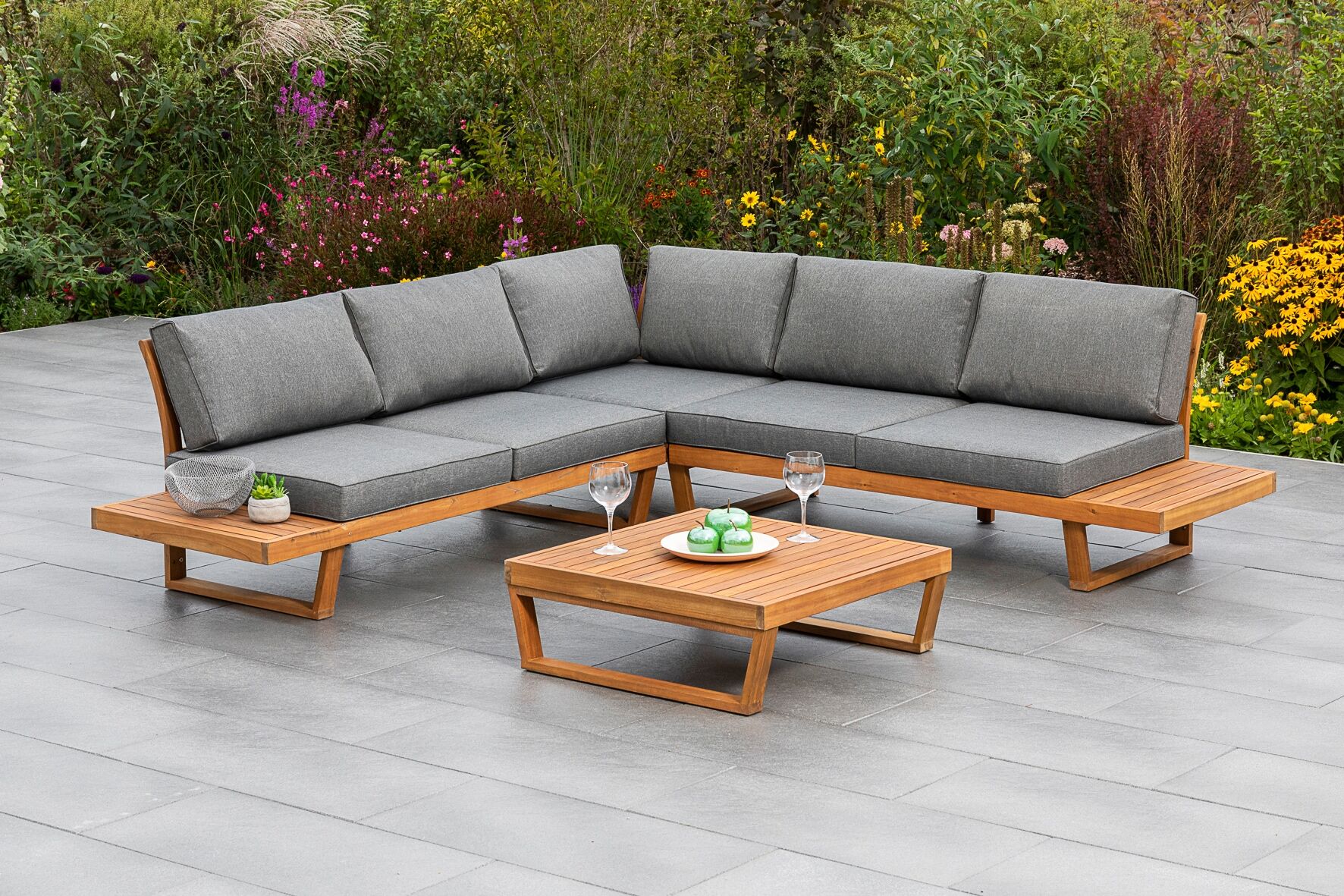 Garten-Essgruppe MERXX "Valparaiso", braun (braun, grau), Eckset, FSC-zertifiziertes Massivholz, Sitzmöbel-Sets, Garten-Essgruppe, Eck-Sitz-Set