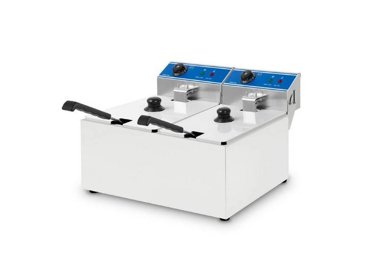 vertes Fritteuse, 2800 W, Temperatur Stufenlos Regulierbar 60-200°C, 2 Frittierkörbe