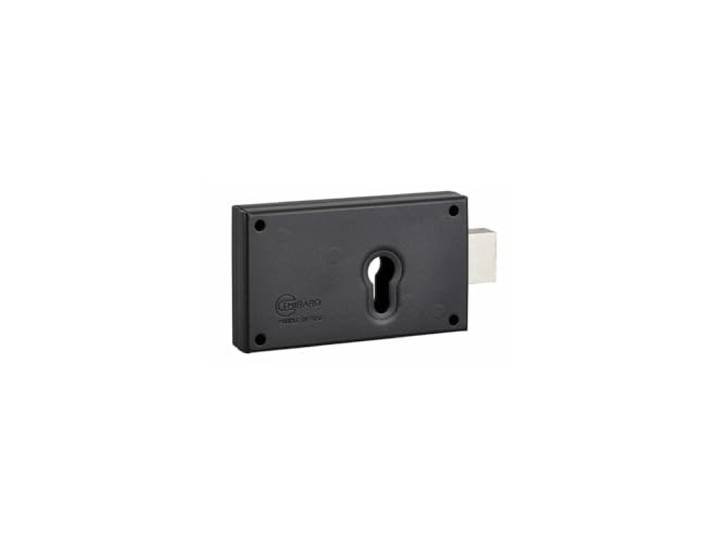 THIRARD Serrure Horizontale en Applique à Cylindre Profilé\, Avec Gâche 140x80 mm\, Pêne Dormant\, Noir\, Boîtier Seul\, Cylindre Non Fourni\, Acier\, Garantie 2 Ans\, Fabriqué en France