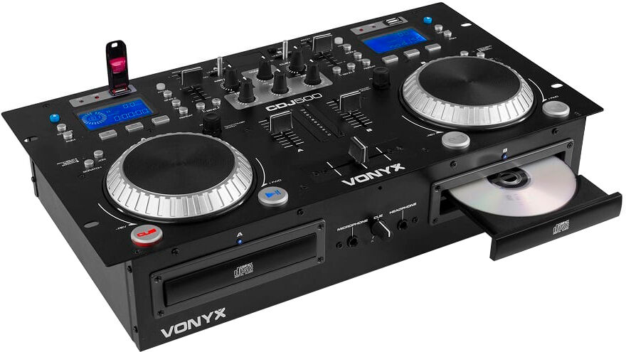 Controlador DJ Duplo Amplificado CD/MP3/USB/BLUETOOTH (CDJ500) - VONYX