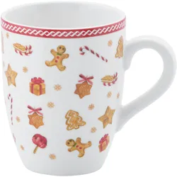 Kaffeebecher XMAS-Ginger Rot/Weiß ca. 360ml