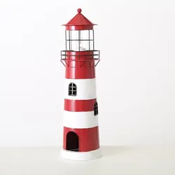 Kerzenlaterne Leuchtturm H.64 Ø.19 cm rot schwarz weiß Stückpreis