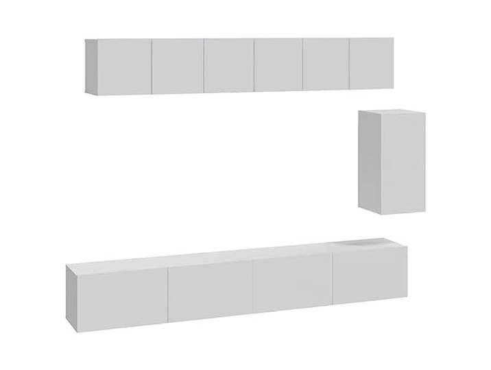 GKHPYURE Set 6 Stück TV-Schrank Wand Weiß Holz mehrschichtig Hängendes Design, großer Stauraum, 3 Größen enthalten, einfache Montage