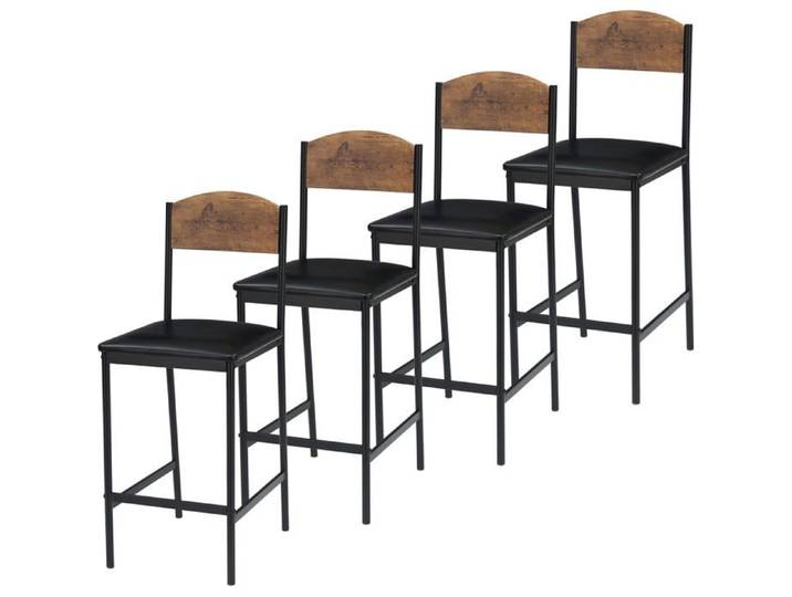 Ensemble de 4 tabourets de bar chaise de bar 100 cm rembourrés style carré moderne marron