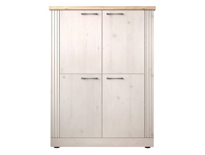 NASHVIL - Meuble Rangement 4 Portes Aspect Chêne Blanchi et Chêne clair