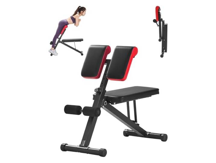 VEVOR Banc de Musculation Multifonction pour Entraînement Complet du Corps\, Banc Lombaire Hyperextension Réglable et Pliable\, Chaise Romaine Capacité 150 kg\, Équipement pour Fitness Dos Bras Abdomen