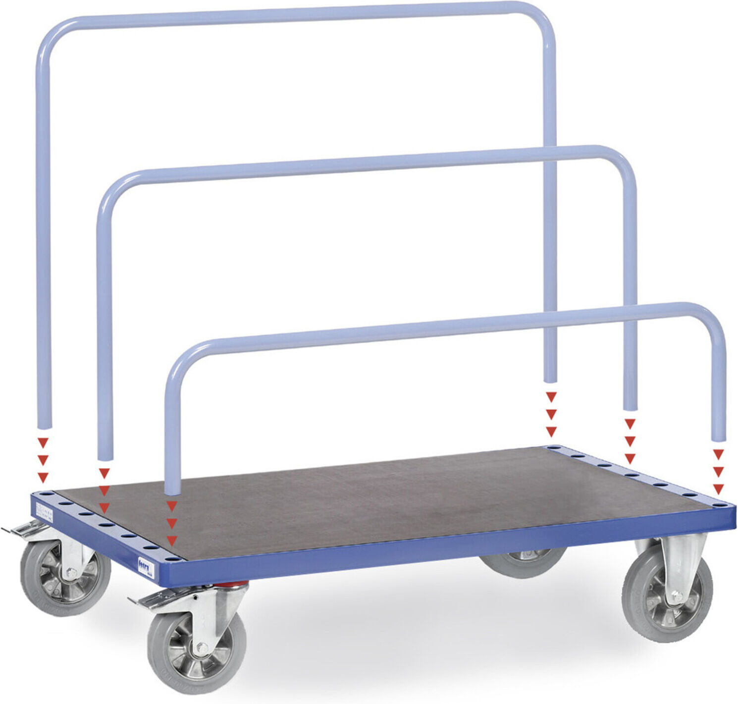 fetra Plattenwagen 4465-1 - ohne Bügel - Tragkraft 1200kg Elastic-Reifen)
